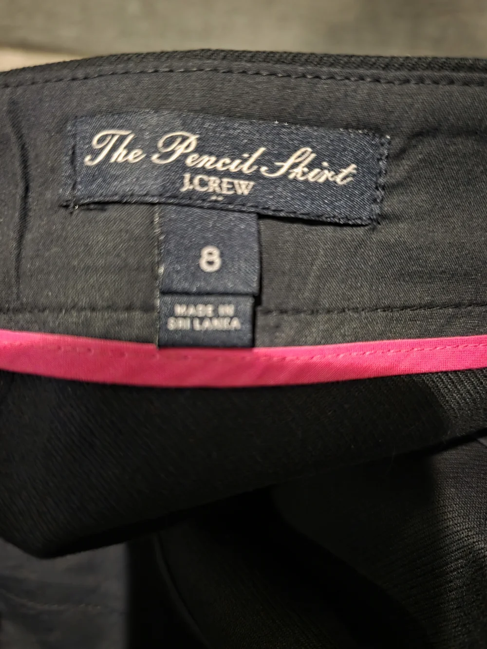 J. Crew The Pencil Skirt Black Front Pockets Size 8 Waist 15 1/2in Length 21in